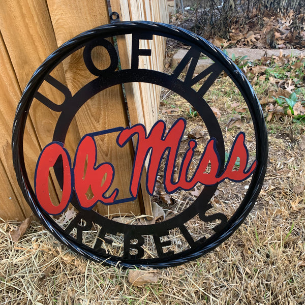 OLE MISS REBELS MISSISSIPPI METAL CUSTOM VINTAGE CRAFT TEAM SIGN HANDMADE