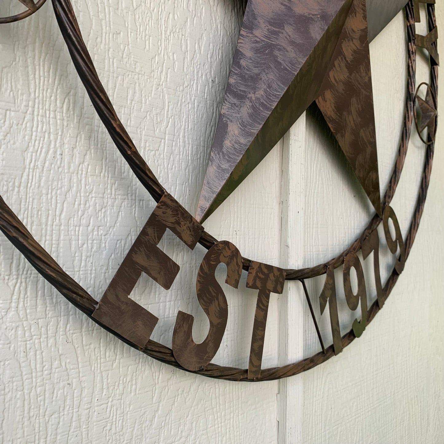 COLOMINA STYLE YOUR CUSTOM NAME BARN STAR BRONZE BRUSH COPPER METAL STAR 3d TWISTED ROPE RING COLOMINA WESTERN HOME DECOR RUSTIC VINTAGE HANDMADE 24",32",36",40",42",44",46",50"