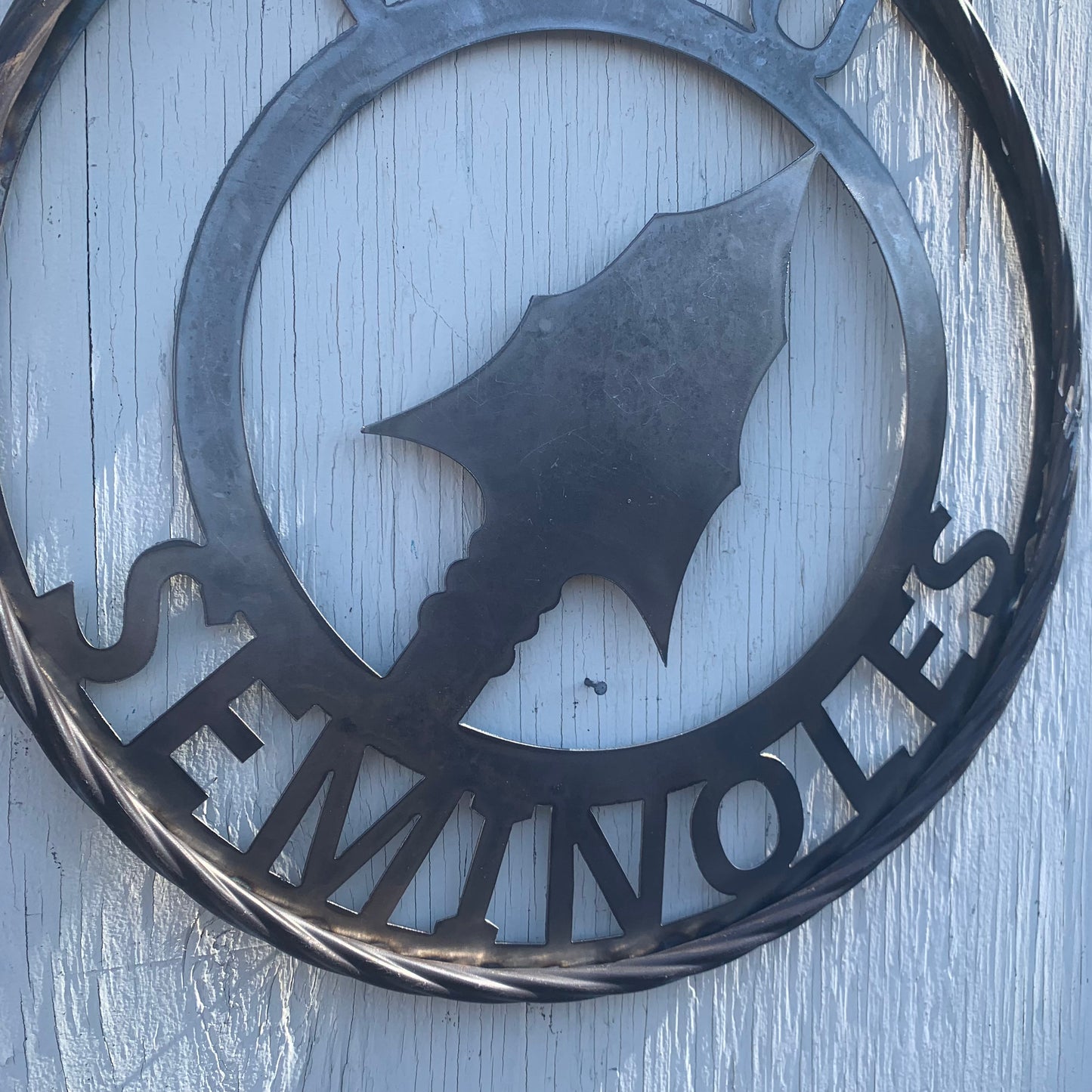 FSU SEMINOLES FLORIDA SPEAR CUSTOM RAW METAL VINTAGE CRAFT TEAM SIGN HANDMADE