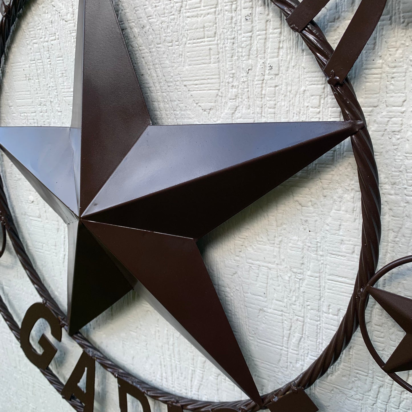 LONESTAR GARAGE STYLE CUSTOM BARN NAME STAR LONESTAR GARAGE METAL NAME BARN STAR WITH TWISTED ROPE RING 3d STAR ART WESTERN HOME DECOR RUSTIC BROWN