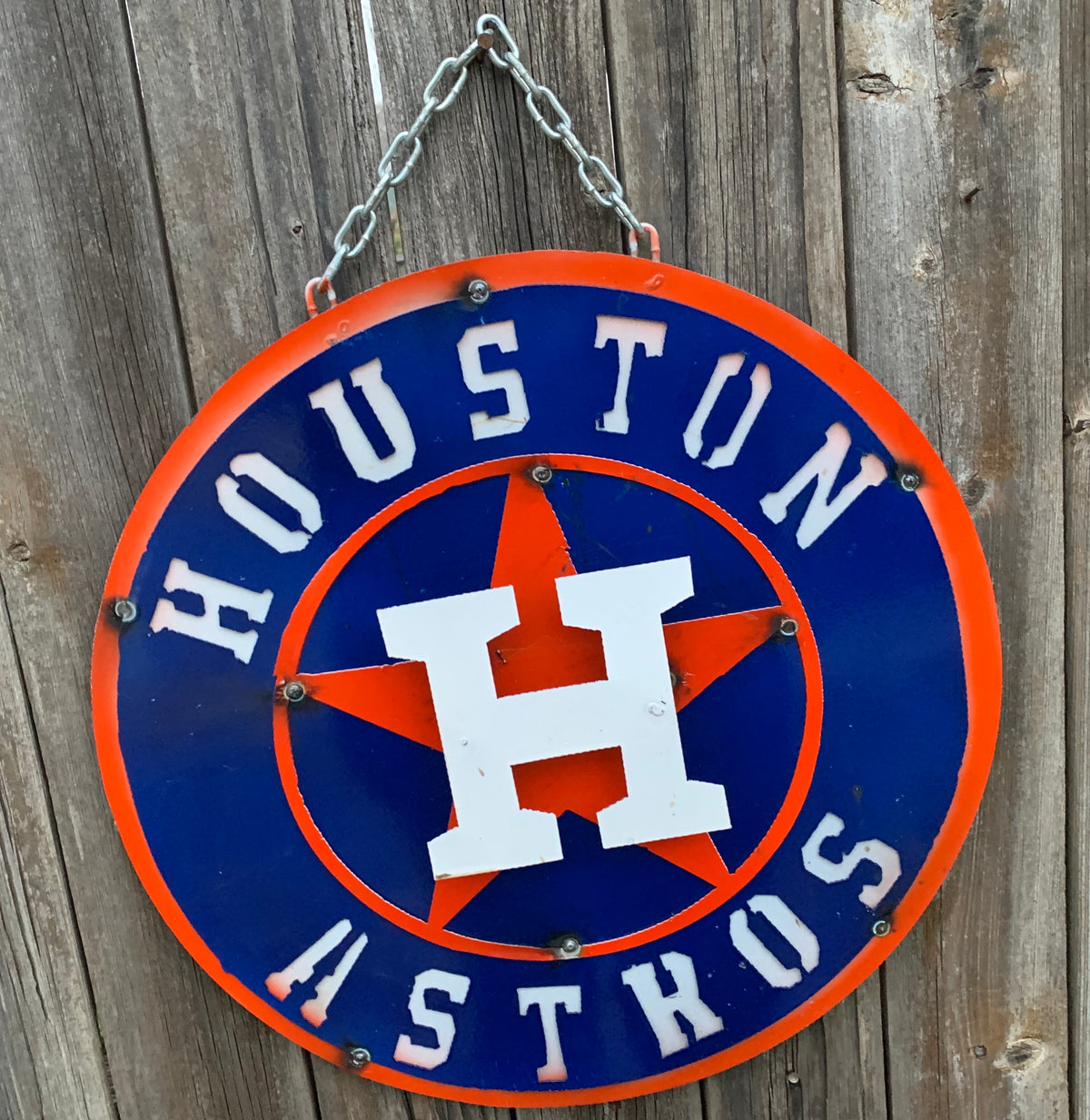 15" SPORTS CUSTOM DISC METAL VINTAGE CRAFT SIGN TEAM ART WESTERN HOME DECOR HANDMADE