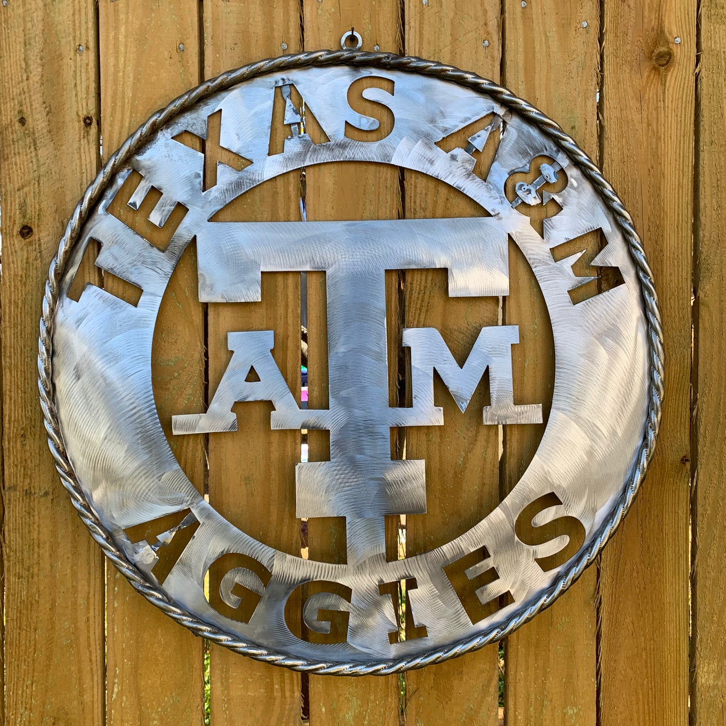 TEXAS A&M WIDE BAND RAW METAL CUSTOM VINTAGE CRAFT WALL ART TEAM SIGN HANDMADE