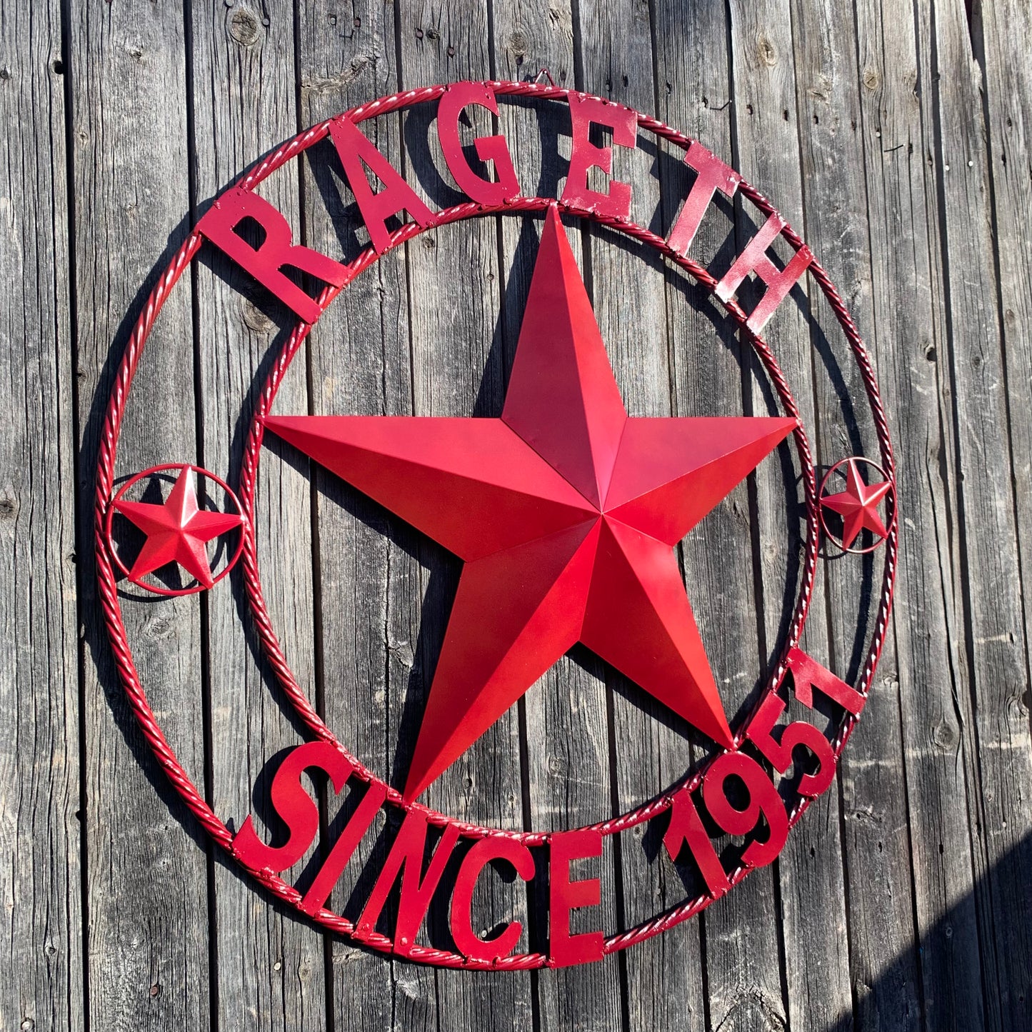 PHILLIPS STYLE YOUR CUSTOM STAR METAL NAME RUSTIC BURGUNDY RED PHILLIPS CUSTOM 3d STAR METAL NAME BARN STAR TWISTED ROPE RING DESIGN METAL WALL ART HOME DECOR ANY SIZE