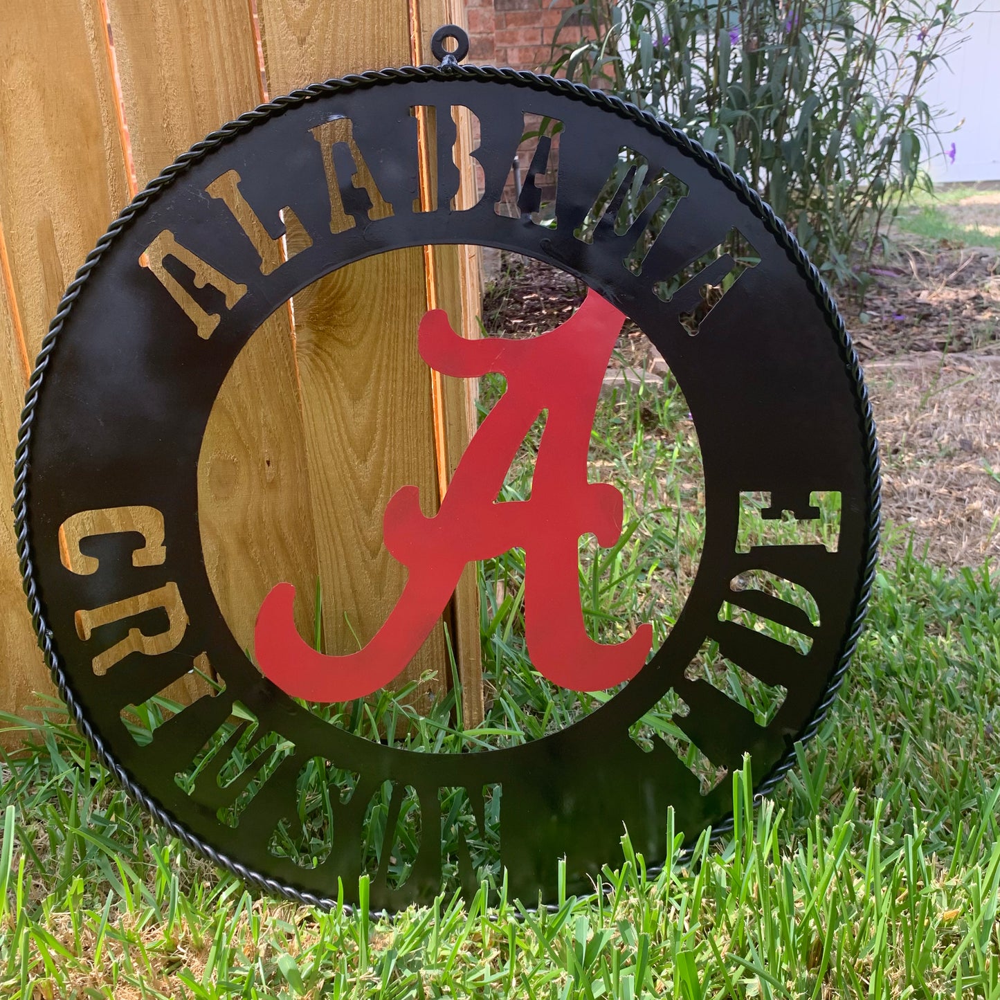 ALABAMA CRIMSON TIDE WIDE BAND RING CUSTOM METAL VINTAGE SIGN TEAM HANDMADE