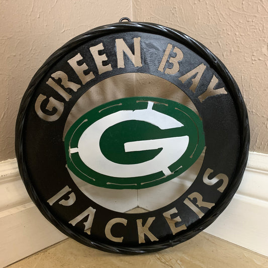 GREEN BAY WIDE BAND DISC METAL CUSTOM VINTAGE CRAFT TEAM SPORTS SIGN HANDMADE