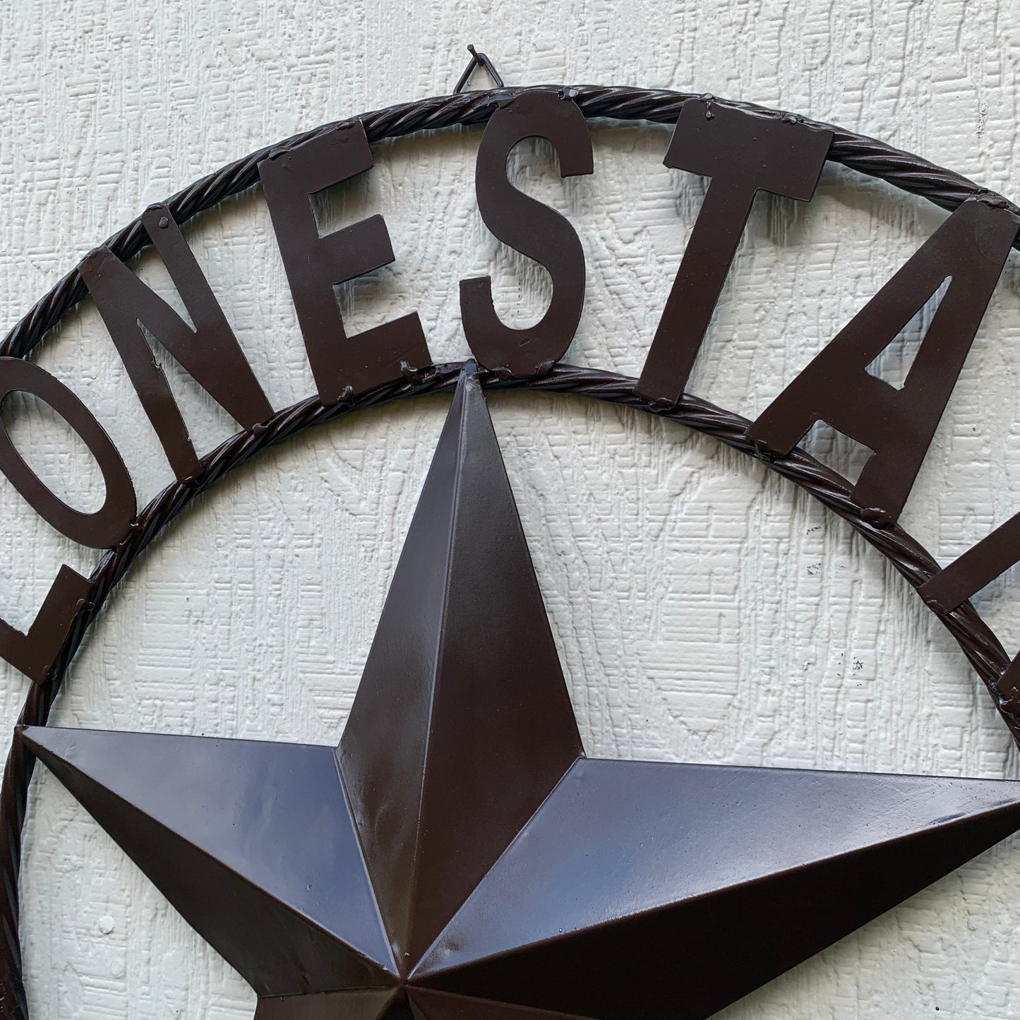 LONESTAR GARAGE STYLE CUSTOM BARN NAME STAR LONESTAR GARAGE METAL NAME BARN STAR WITH TWISTED ROPE RING 3d STAR ART WESTERN HOME DECOR RUSTIC BROWN
