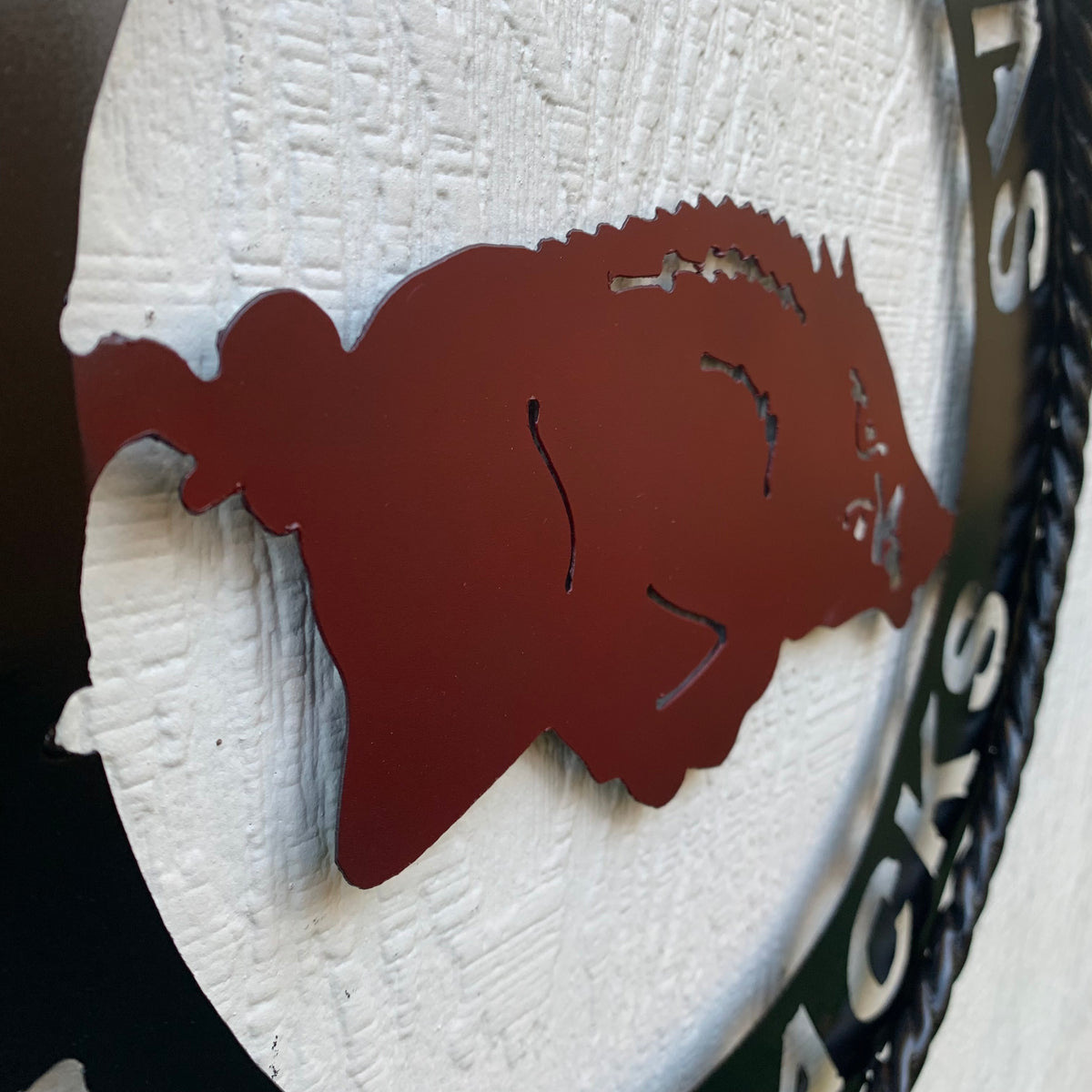 12", 18", 24", 32" ARKANSAS RAZORBACKS CUSTOM METAL VINTAGE CRAFT WIDE BAND RING TEAM SIGN HANDMADE