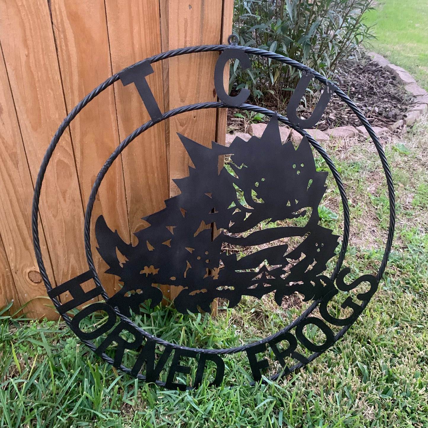 TCU HORNED FROGS BLACK CUSTOM METAL VINTAGE CRAFT TEAM SIGN HANDMADE