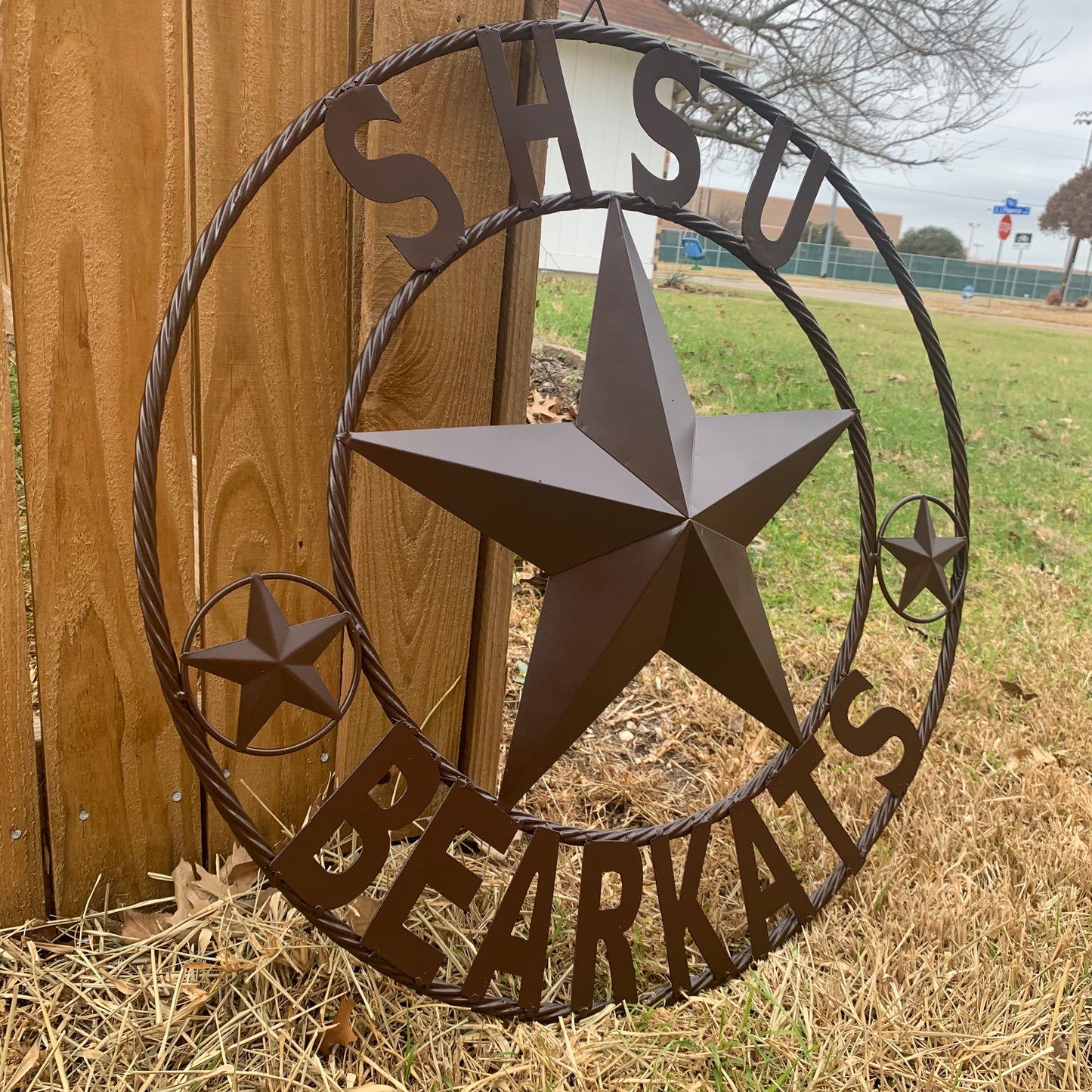 24",32" SHSU SAM HOUSTON BEARKATS RUSTIC BROWN METAL CUSTOM VINTAGE CRAFT RUSTIC BROWN TEAM STAR HANDMADE