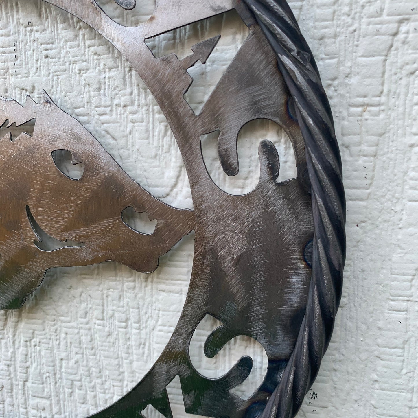 12", 18", 24", 32" ARKANSAS RAZORBACKS CUSTOM RAW METAL VINTAGE CRAFT WIDE BAND RING TEAM SIGN HANDMADE