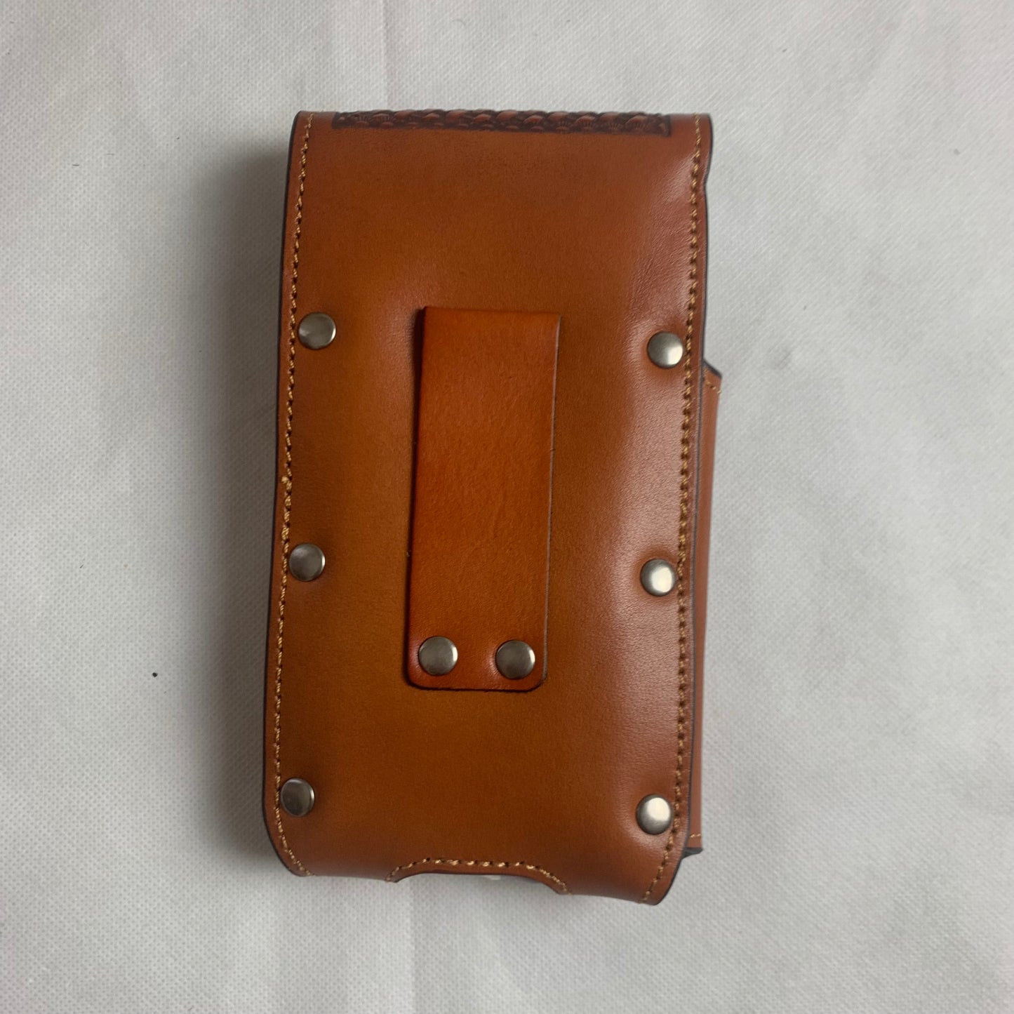7.5" RODEO BULL RIDER TAN BEIGE LEATHER POUCH EXTRA LARGE  BELT LOOP HOLSTER CELL PHONE CASE UNIVERSAL OVERSIZE HANDMADE #EH12963