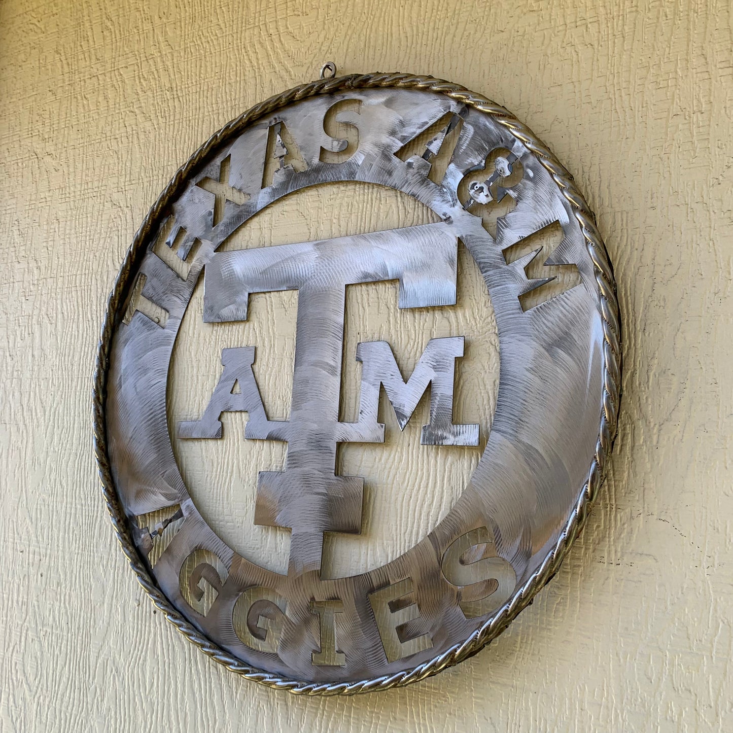 TEXAS A&M WIDE BAND RAW METAL CUSTOM VINTAGE CRAFT WALL ART TEAM SIGN HANDMADE