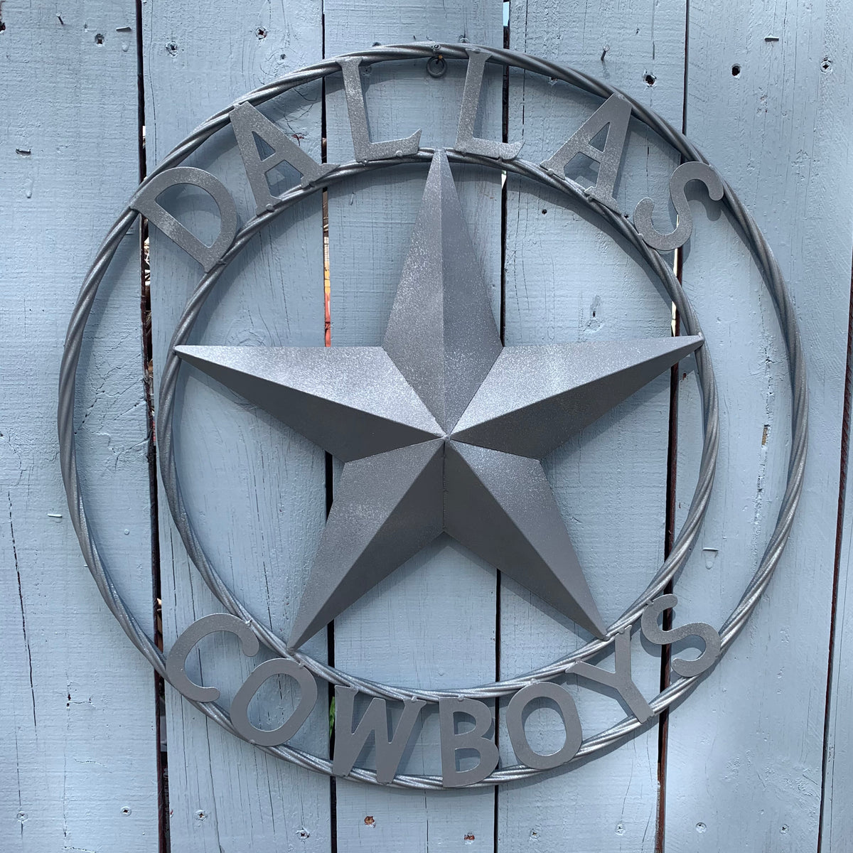 DALLAS COWBOYS RUSTIC GREY BARN LONE STAR CUSTOM METAL VINTAGE STAR WESTERN HOME DECOR