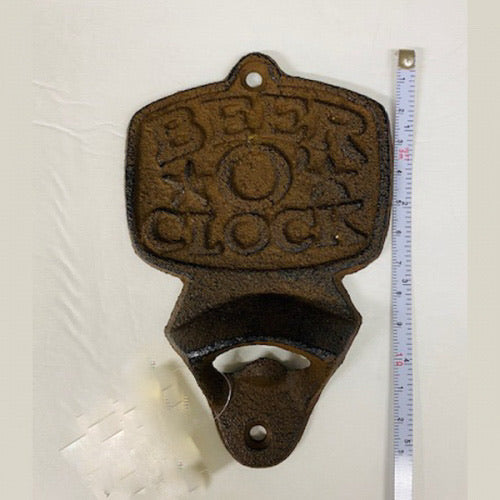 #SI_G098 BEER O CLOCK BOTTLE OPENER CAST IRON METAL WESTERN HOME DECOR CRAFT