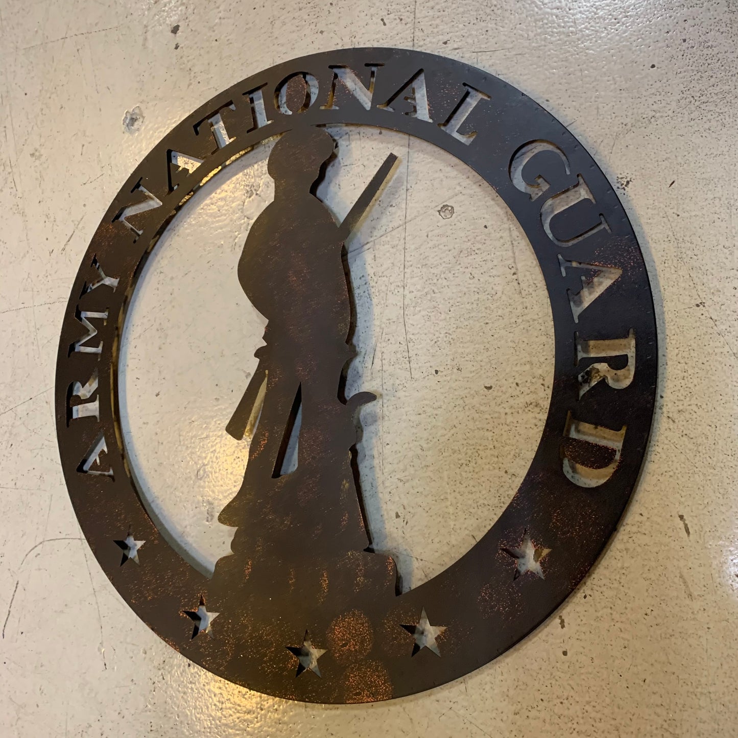 24" ARMY NATIONAL GUARD CUSTOM METAL VINTAGE CRAFT METAL WALL ART WESTERN HOME DECOR