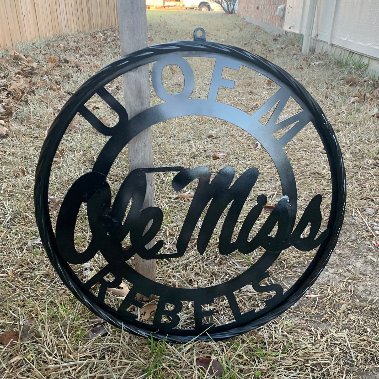 12",18",24",32" OLE MISS REBELS MISSISSIPPI BLACK CUSTOM VINTAGE METAL CRAFT TEAM SIGN HANDMADE RUSTIC BLACK