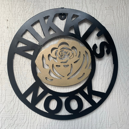 CUSTOM NAME GOLD FLOWER VALENTINE'S LASERCUT METAL SIGN WESTERN HOME DECOR CUSTOM SIGN
