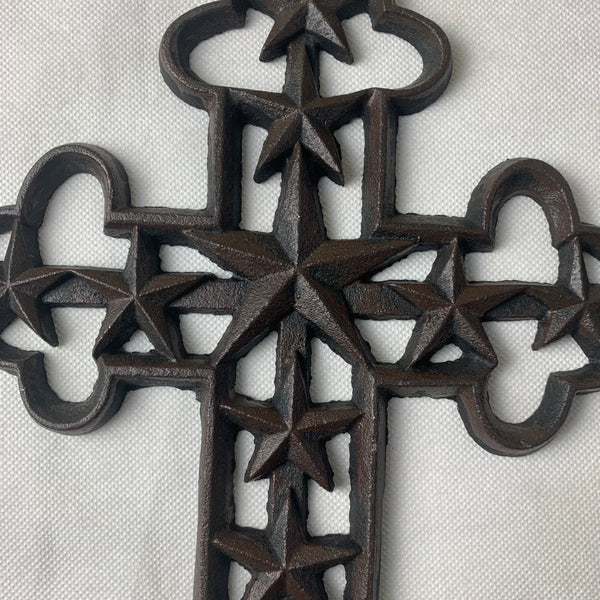 #SI56353 LONE STAR WESTERN CROSS METAL CAST IRON WESTERN HOME DECOR NEW HANDMADE ART