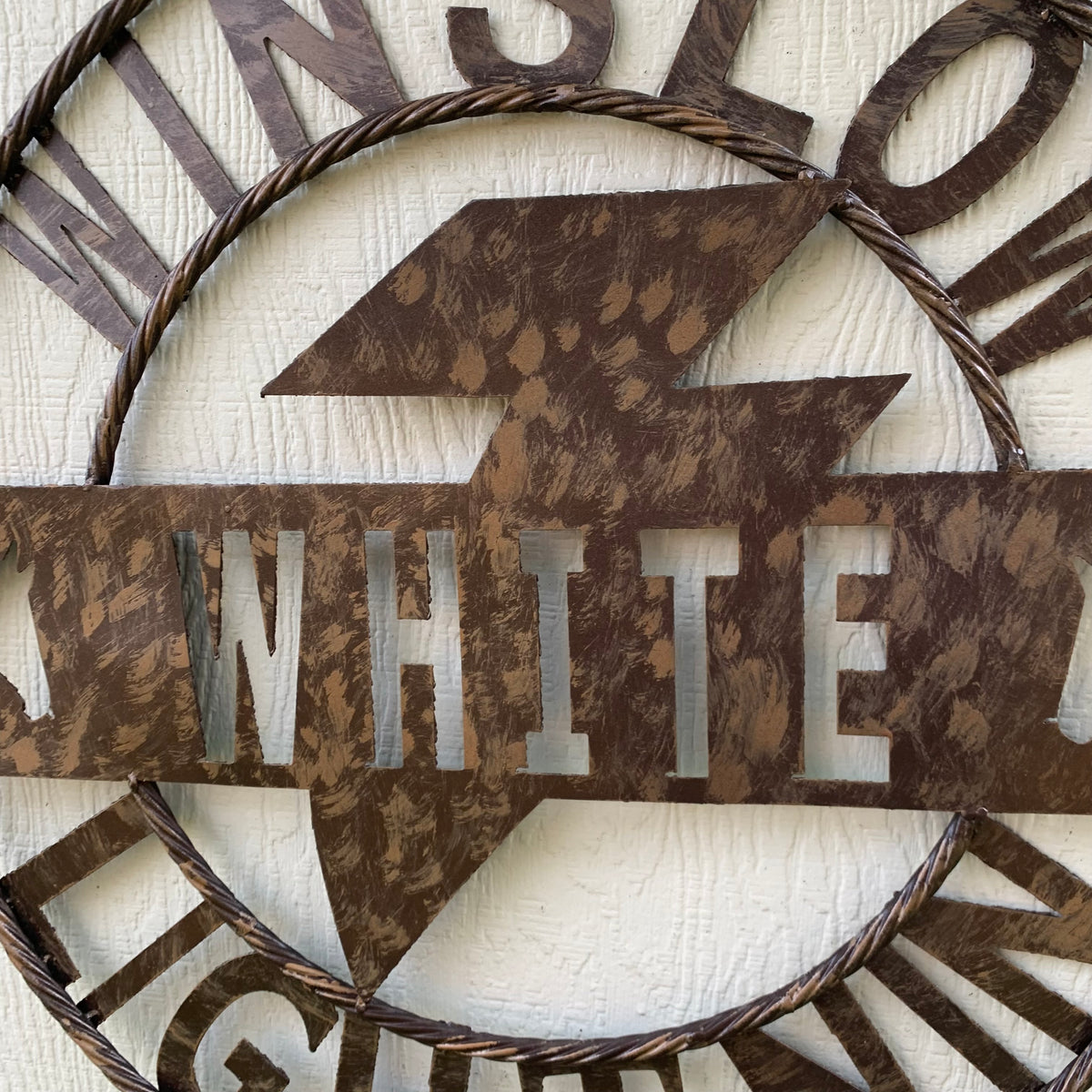 CUSTOM NAME LIGHTNIN HORSE STYLE SIGN RAW METAL BARN ROPE RING WESTERN HOME DECOR HANDMADE 24",32",36"
