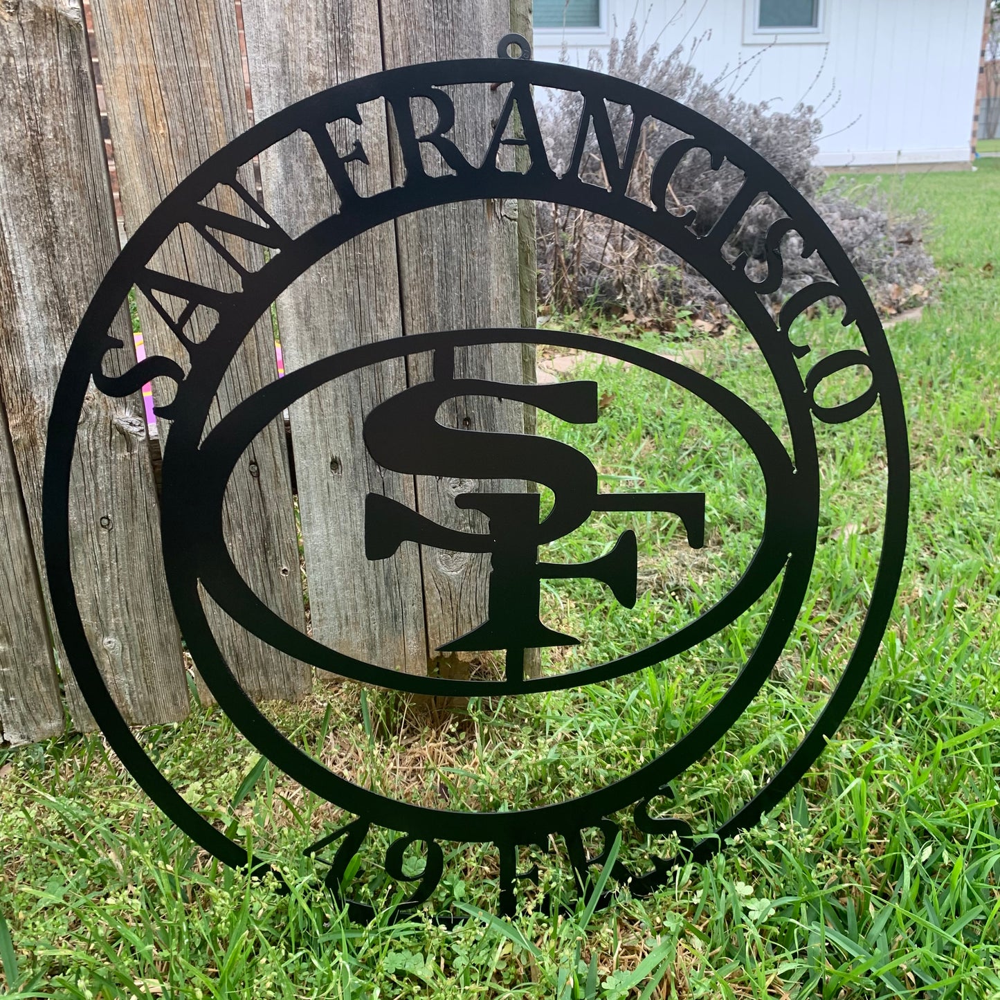 SAN FRANCISCO 49ERS METAL CUSTOM VINTAGE CRAFT TEAM SIGN RUSTIC BLACK HAND MADE IN USA 18",24",36",40",50"