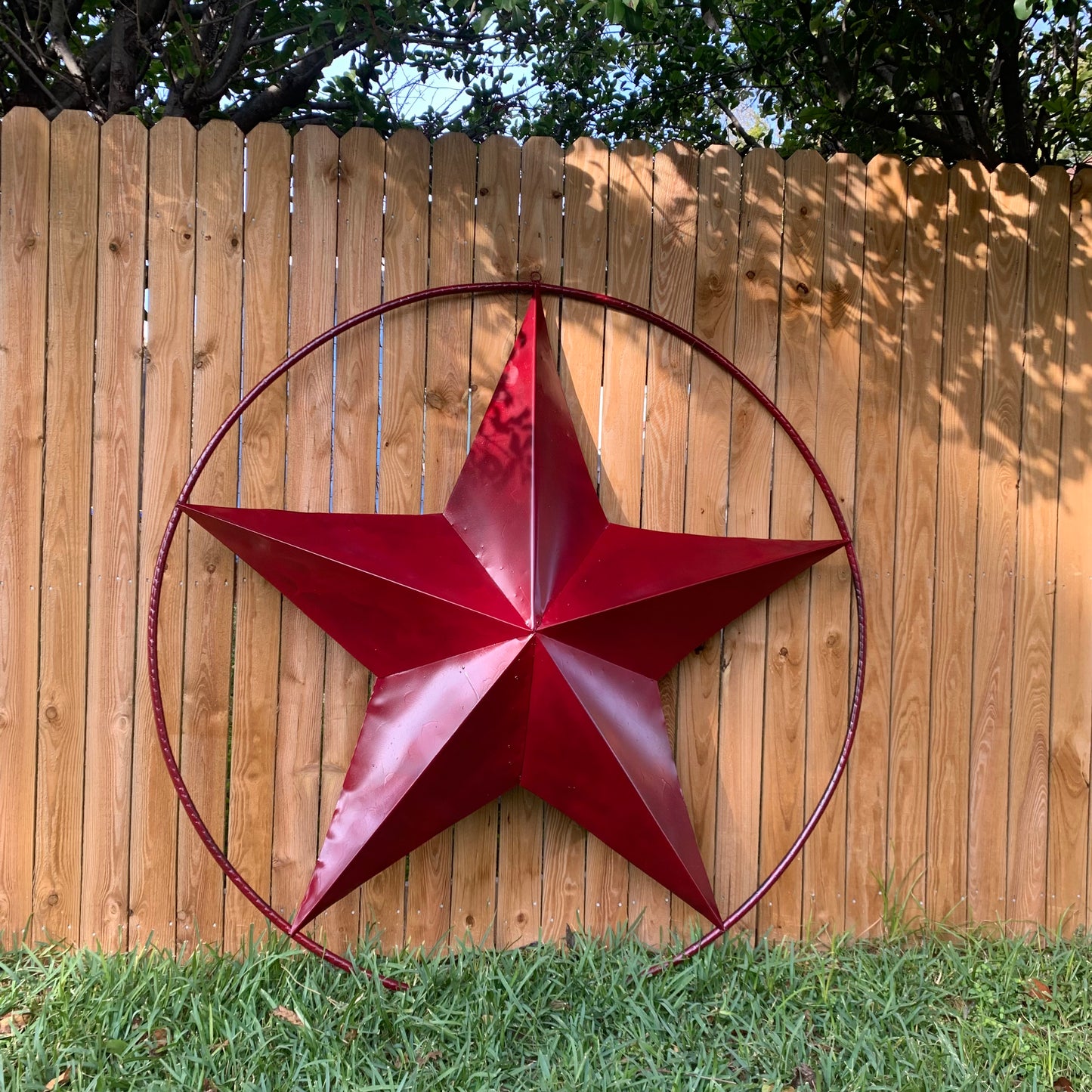 24",32",36" CRANBERRY RED STAR BARN METAL LONESTAR TWISTED ROPE RING WALL ART WESTERN HOME DECOR BRAND NEW