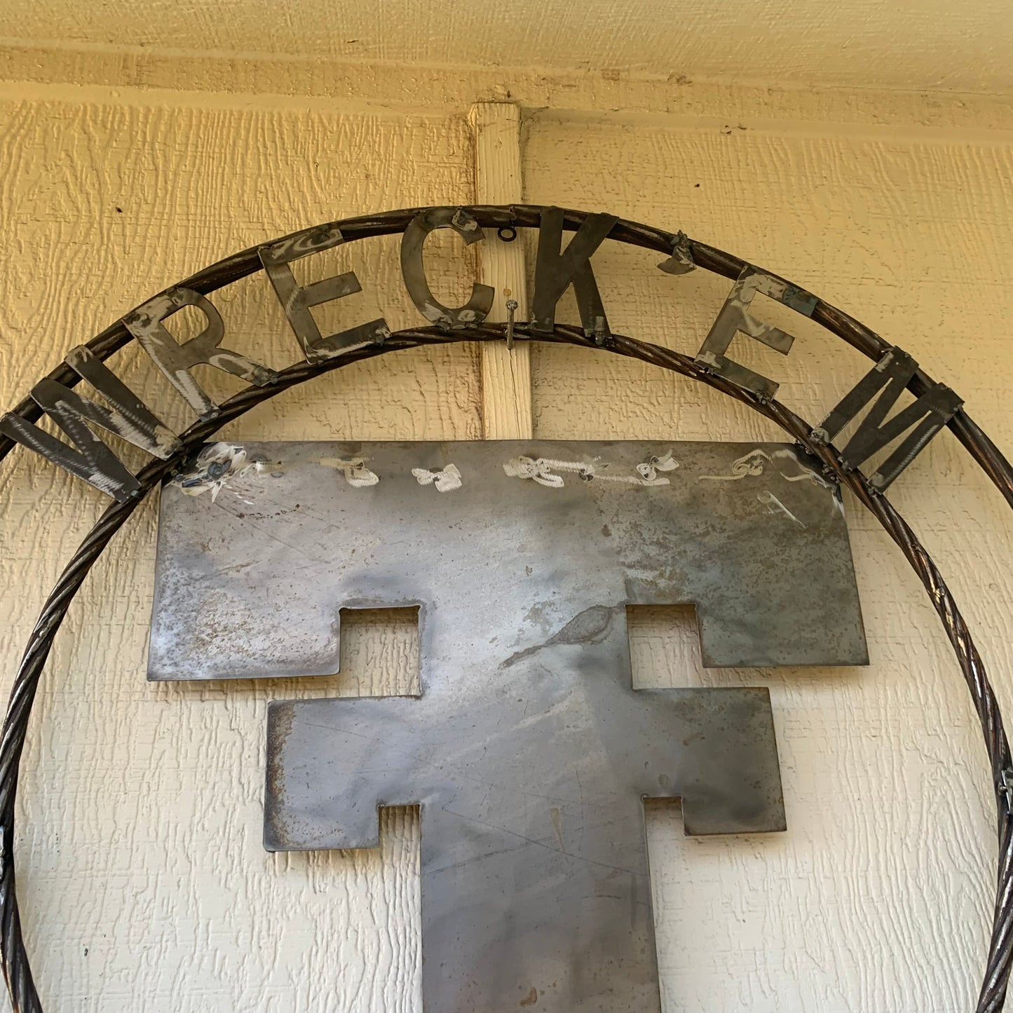 12",18",24",32",36" WRECKEM TEXAS TECH RAW METAL CUSTOM VINTAGE CRAFT METAL TEAM SIGN HANDMADE
