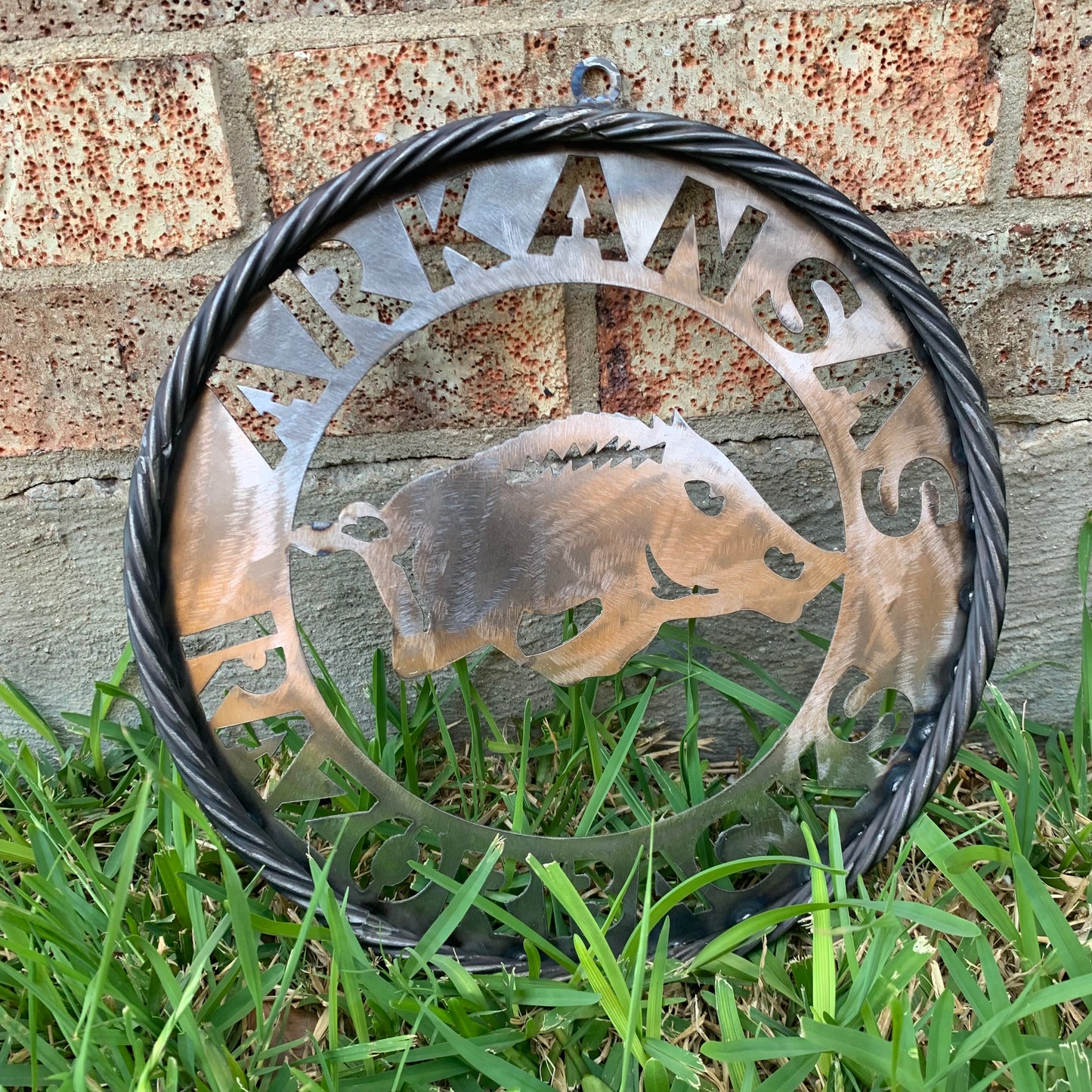 12", 18", 24", 32" ARKANSAS RAZORBACKS CUSTOM RAW METAL VINTAGE CRAFT WIDE BAND RING TEAM SIGN HANDMADE