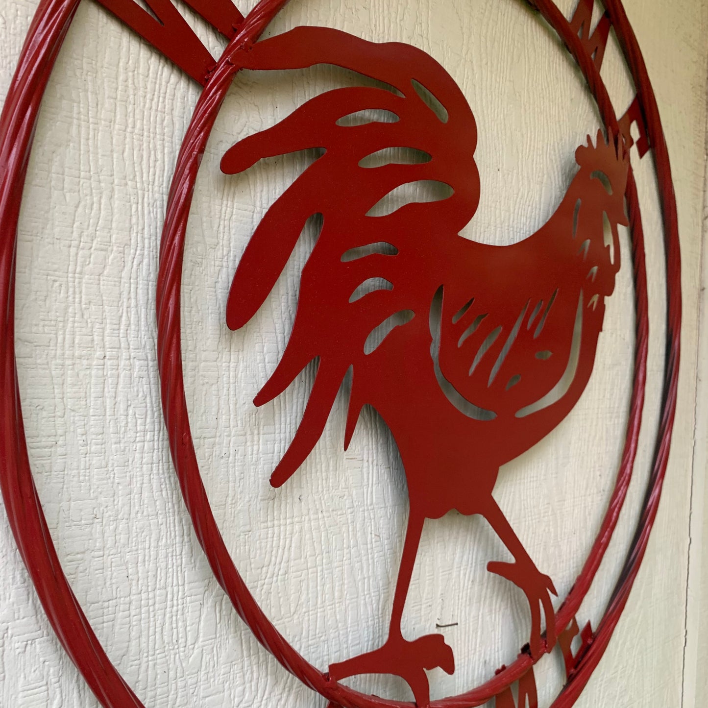 YOUR CUSTOM NAME RED ROOSTER LASERCUT METAL ART WITH RING DESIGN WESTERN METAL ANIMAL ART HOME WALL DECOR BRAND NEW