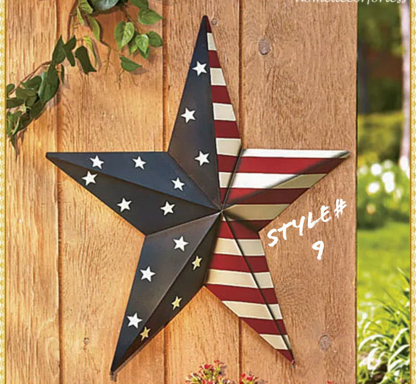 24" USA FLAG STAR RED WHITE & BLUE AMERICANA METAL BARN STAR METAL WALL ART HANDMADE TO ORDER #EH13492