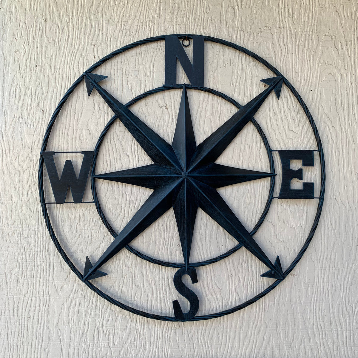COMPASS NAVY BLUE 24" METAL SIGN WESTERN HOME DECOR HANDMADE NEW