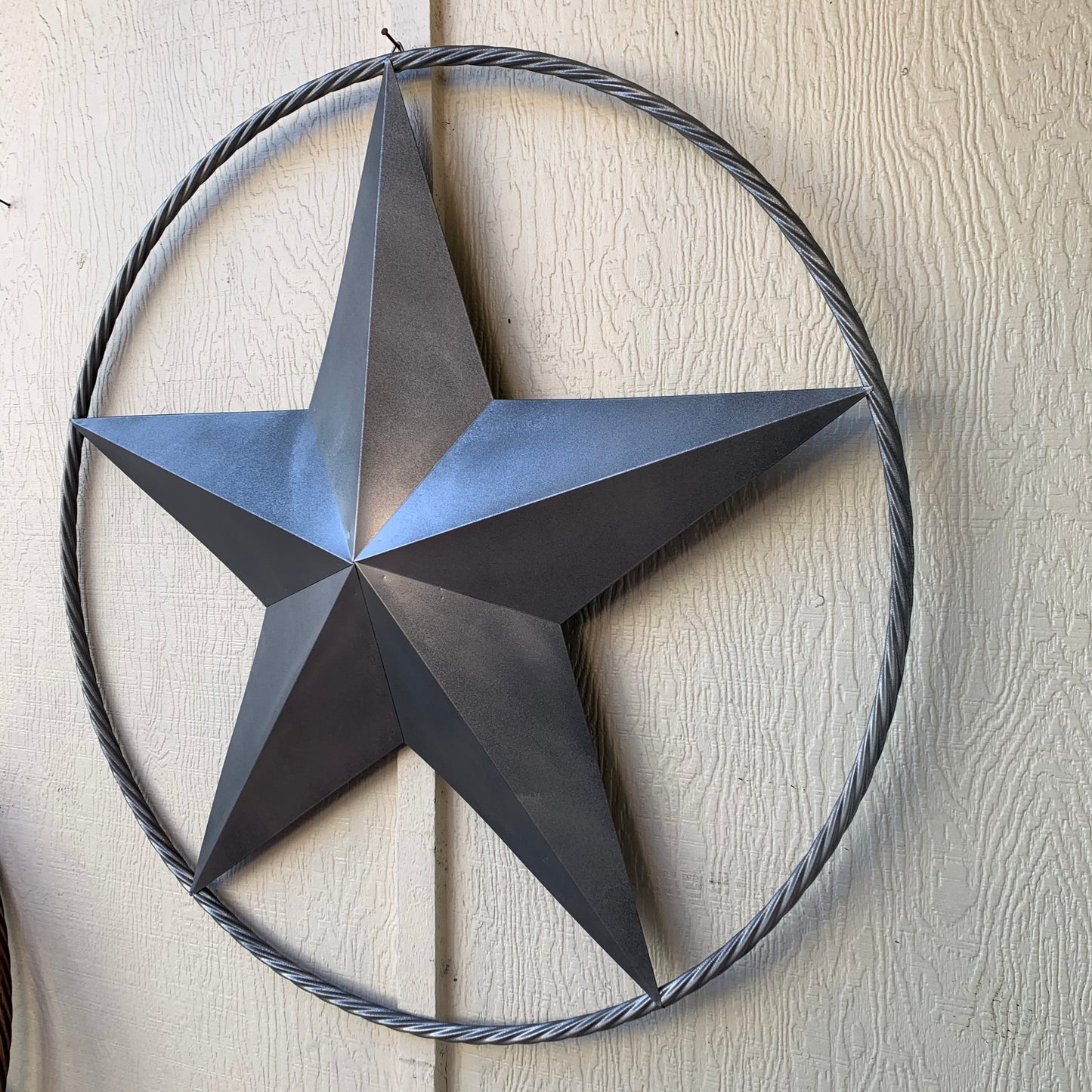 RUSTIC GREY SILVER BARN METAL STAR TWISTED ROPE RING WESTERN HOME DECOR HANDMADE NEW 12",24",36",50",60",72"
