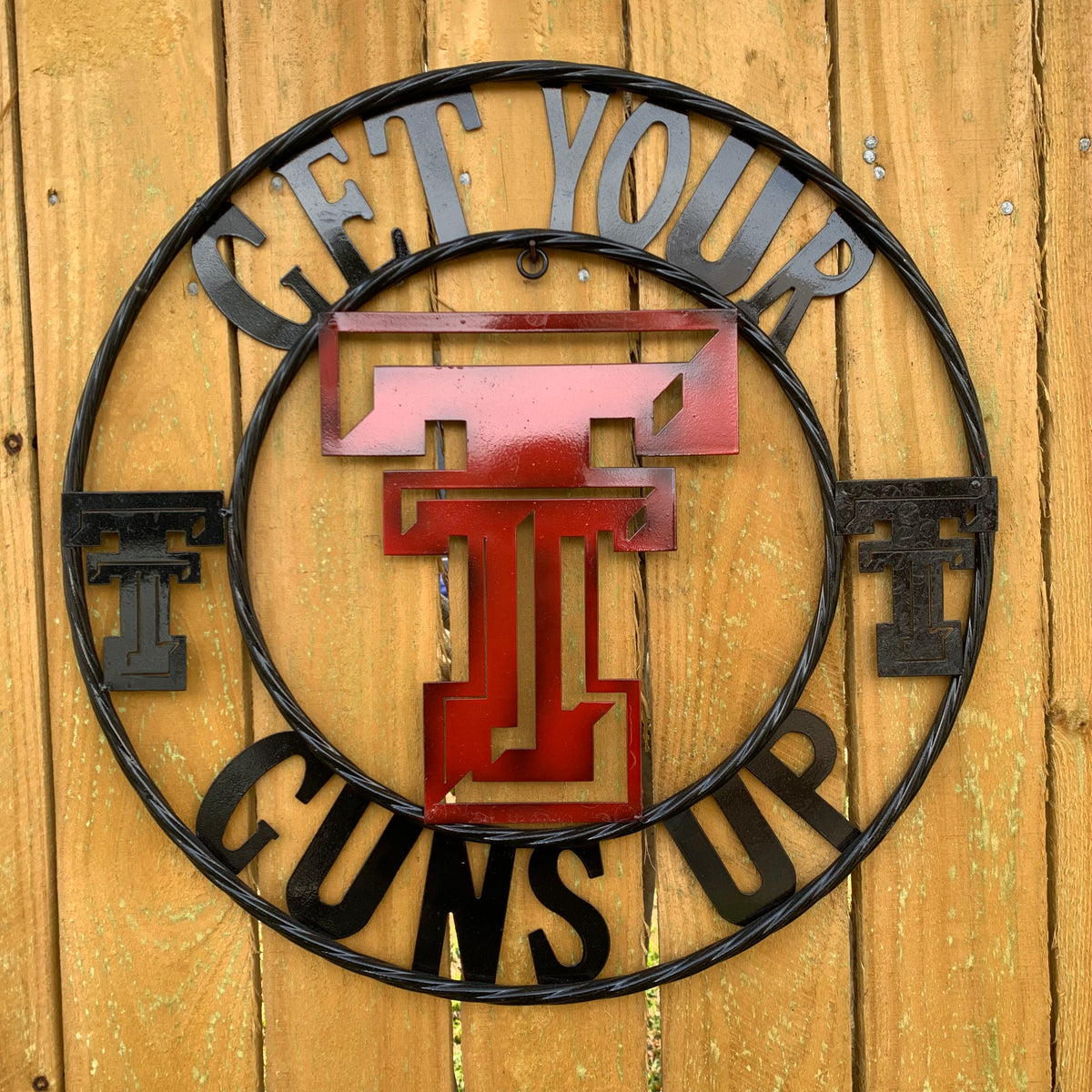 12", 18", 24", 32" GET YOUR GUNS UP TEXAS TECH CUSTOM METAL VINTAGE CRAFT TEAM SIGN