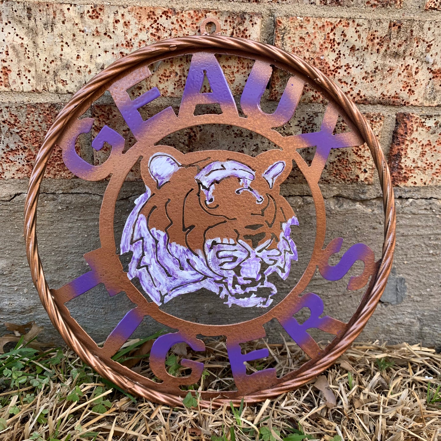 12",18",24",32" GEAUX TIGERS CUSTOM VINTAGE METAL CRAFT TEAM WALL ART HANDMADE