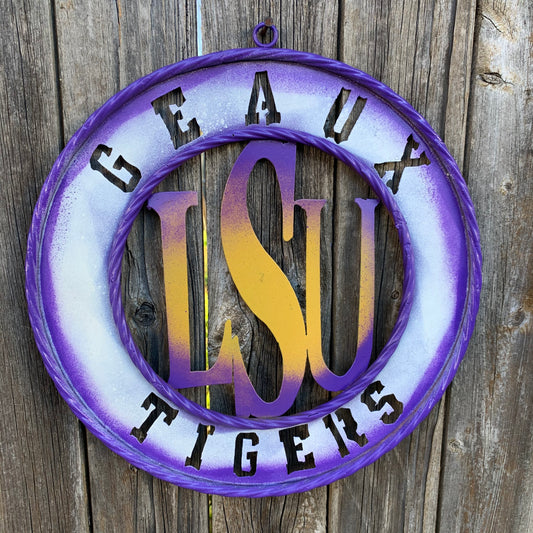 12",18",24",32" LSU GEAUX TIGERS CUSTOM METAL VINTAGE CRAFT SIGN TEAM WALL ART WESTERN HOME DECOR