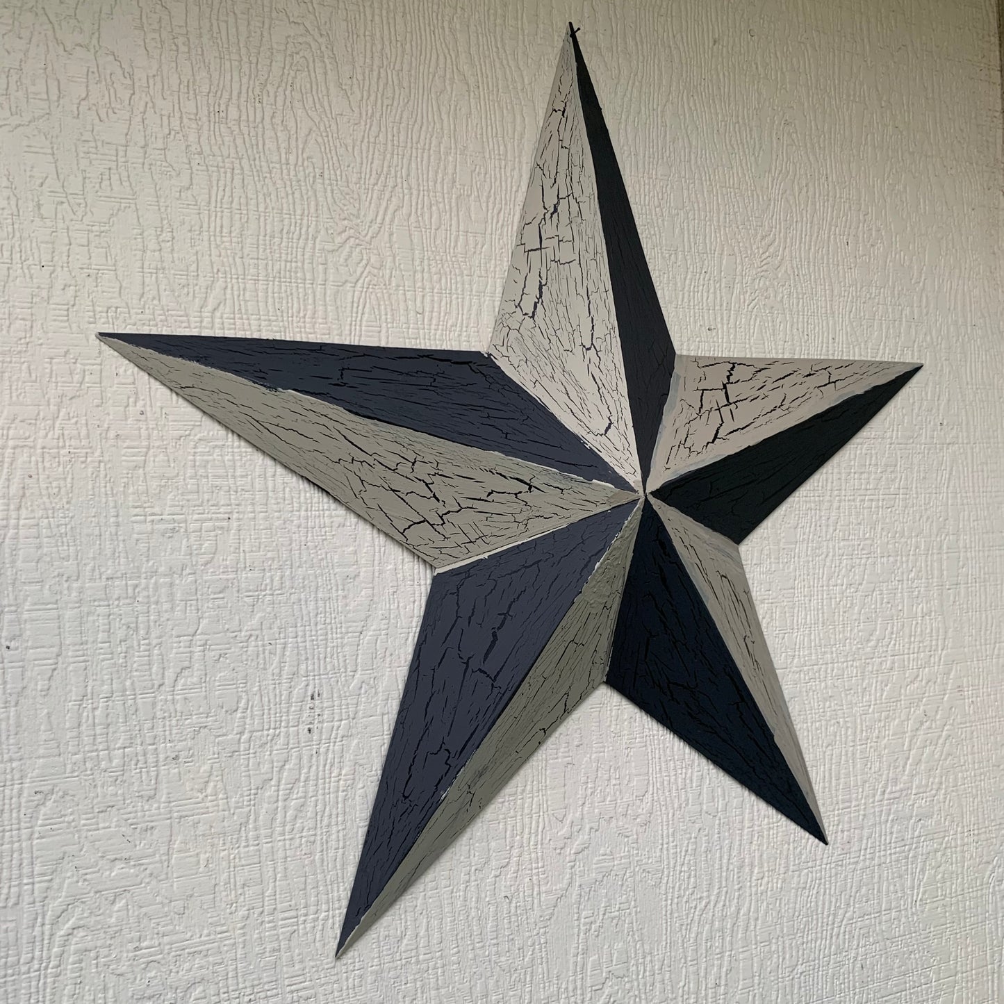 CRACKLE STYLE BEIGE & BLACK METAL BARN STAR METAL WALL ART WESTERN HOME DECOR RUSTIC NEW