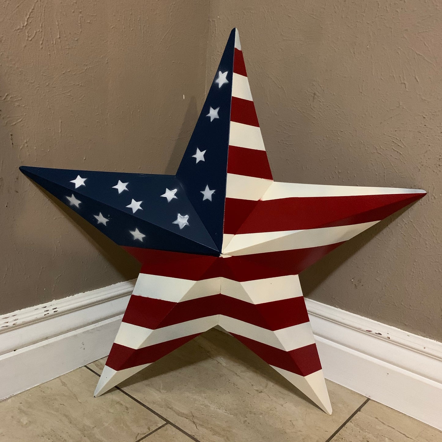 AMERICANA USA FLAG BARN STAR RED WHT BLUE STAR HANDMADE 12",24",36" #EH13297