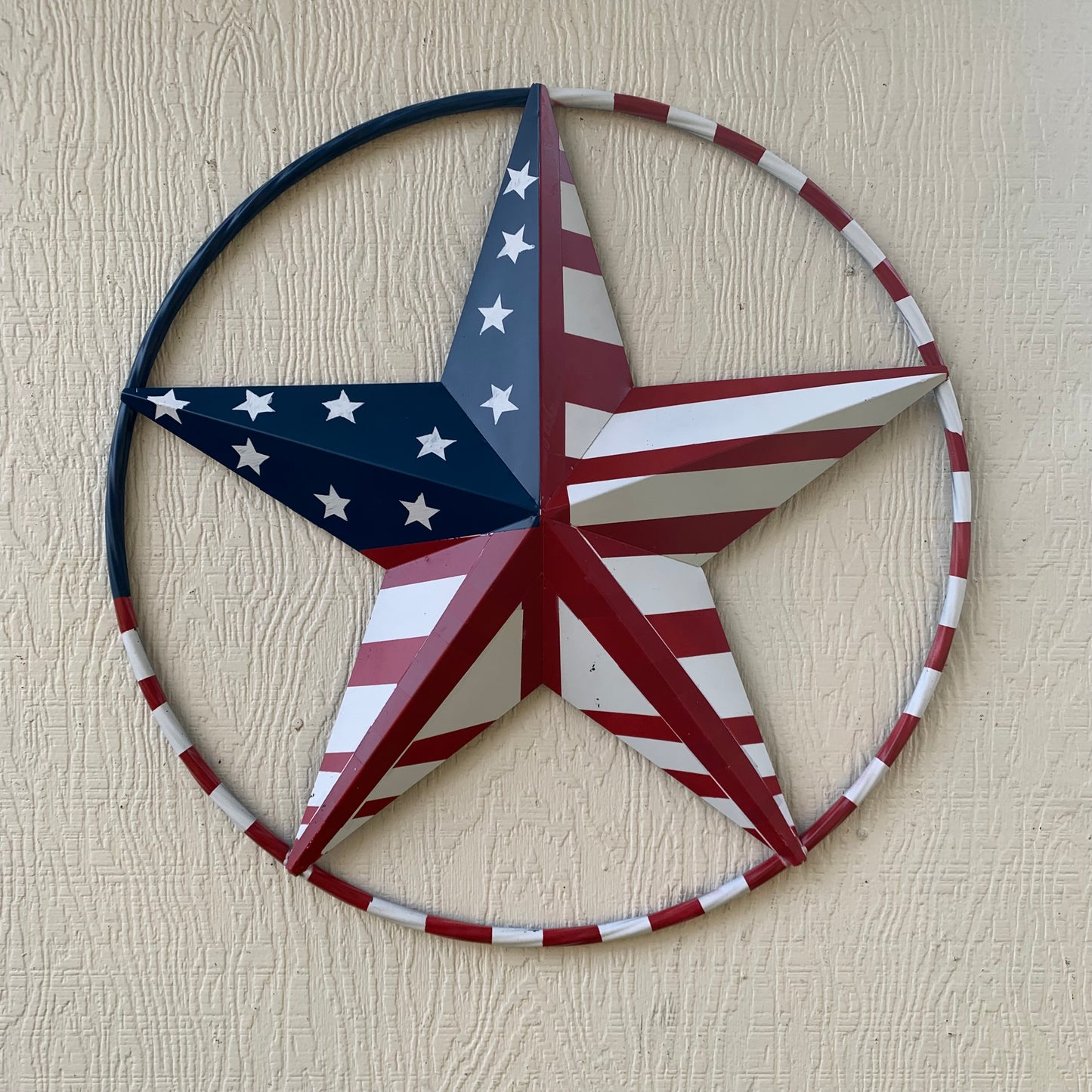 PEACE STAR METAL RED WHT BLUE STAR WESTERN HOME DECOR HANDMADE 12",16",24",32"36",38",40",48"