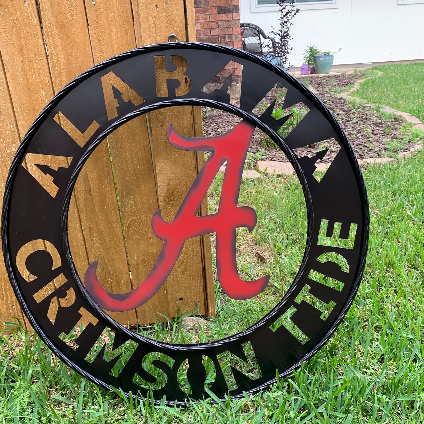 ALABAMA CRIMSON TIDE WIDE BAND RING CUSTOM METAL VINTAGE SIGN TEAM SPORTS HANDMADE