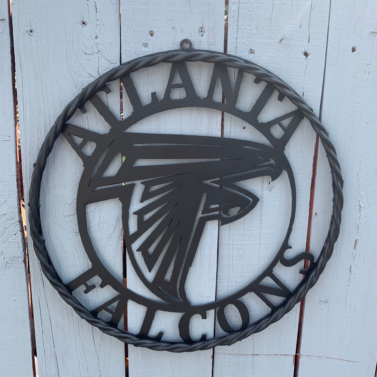 12",18",24",32",36" ATLANTA FALCONS BLACK METAL CUSTOM METAL VINTAGE CRAFT SIGN FOOTBALL TEAM WESTERN HOME DECOR HANDMADE