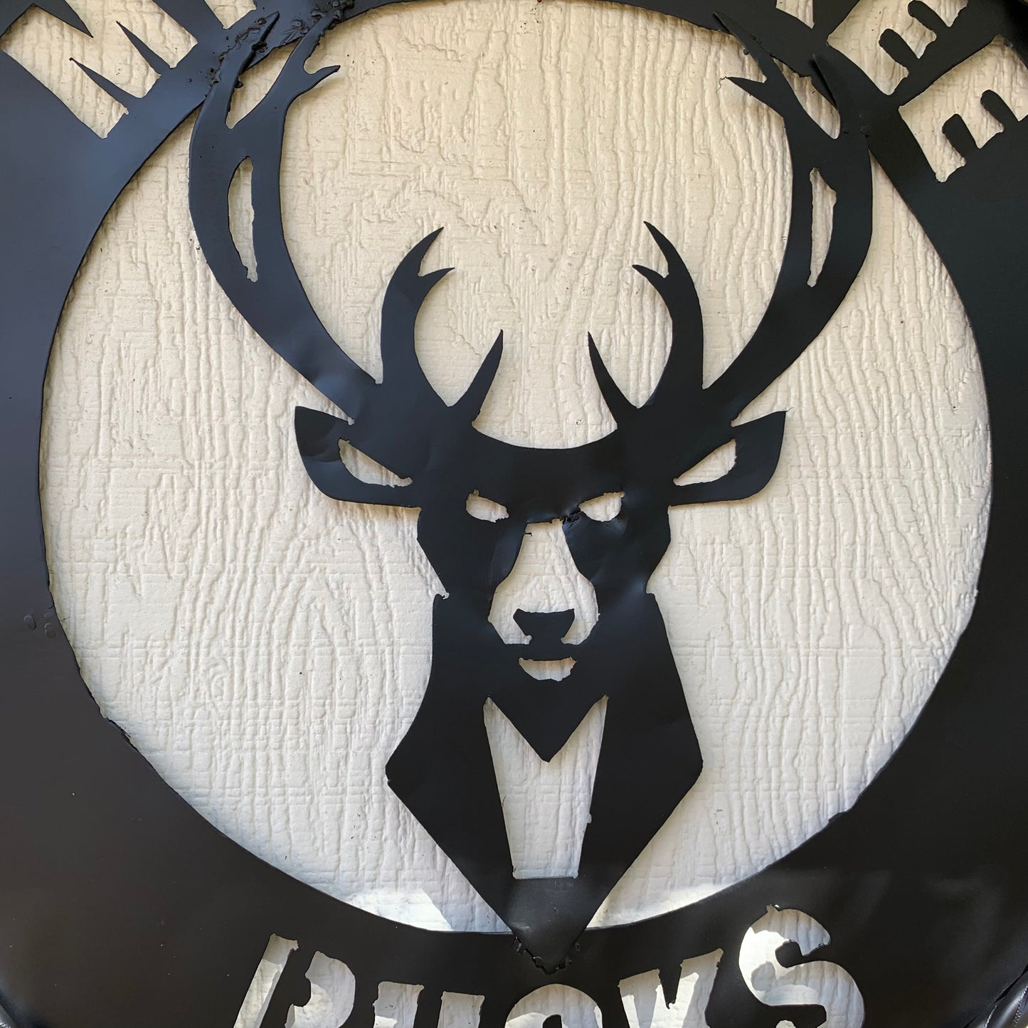 24" MILWAUKEE BUCKS BLACK METAL WIDE BAND DISC STYLE METAL CUSTOM VINTAGE CRAFT TEAM SPORTS SIGN HANDMADE