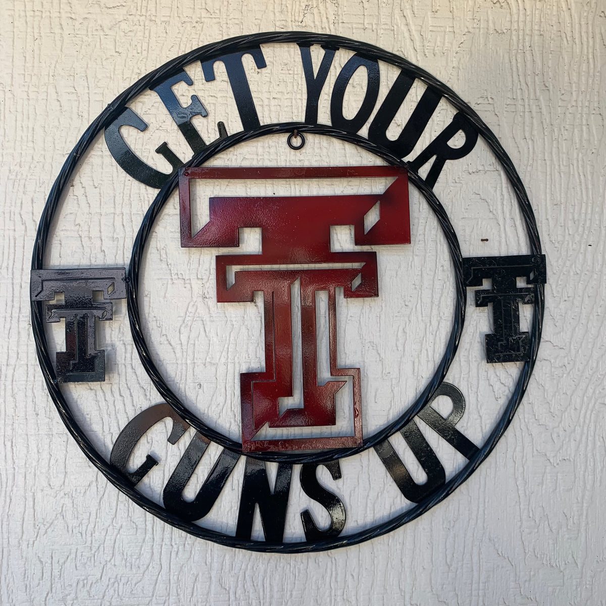 12", 18", 24", 32" GET YOUR GUNS UP TEXAS TECH CUSTOM METAL VINTAGE CRAFT TEAM SIGN