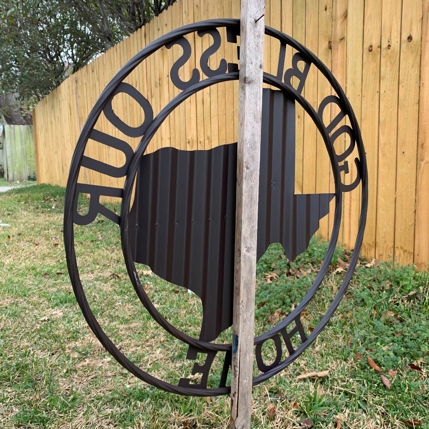 24" WAVY GOD BLESS PUR HOME STATE OF TEXAS METAL CRAFT SIN WESTERN HOME DECOR HANDMADE NEW #EH12970