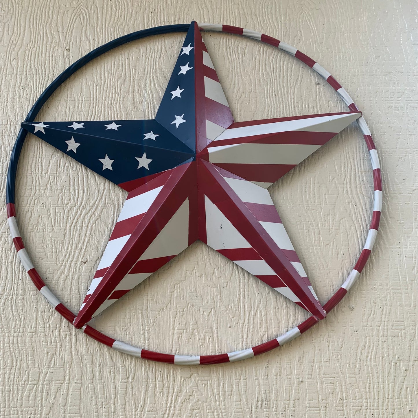 PEACE STAR METAL RED WHT BLUE STAR WESTERN HOME DECOR HANDMADE 12",16",24",32"36",38",40",48"