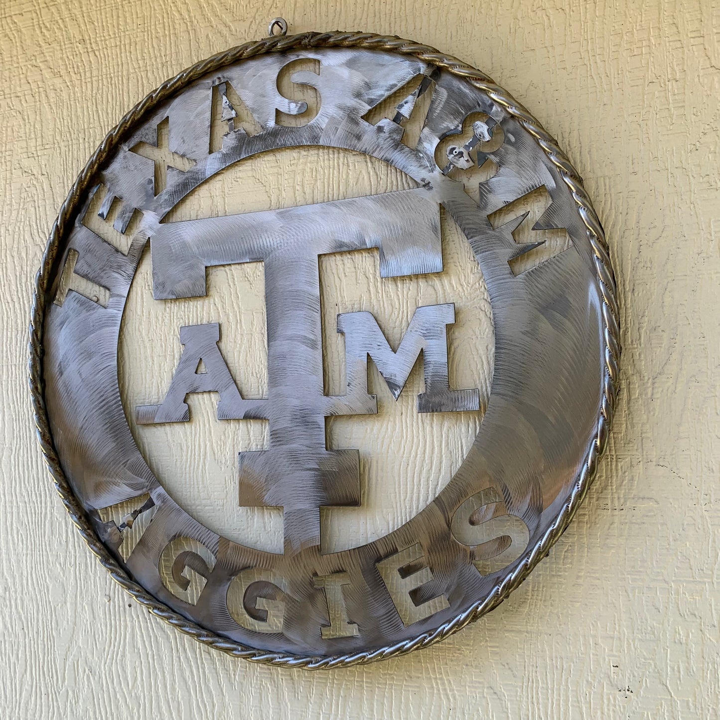 TEXAS A&M WIDE BAND RAW METAL CUSTOM VINTAGE CRAFT WALL ART TEAM SIGN HANDMADE