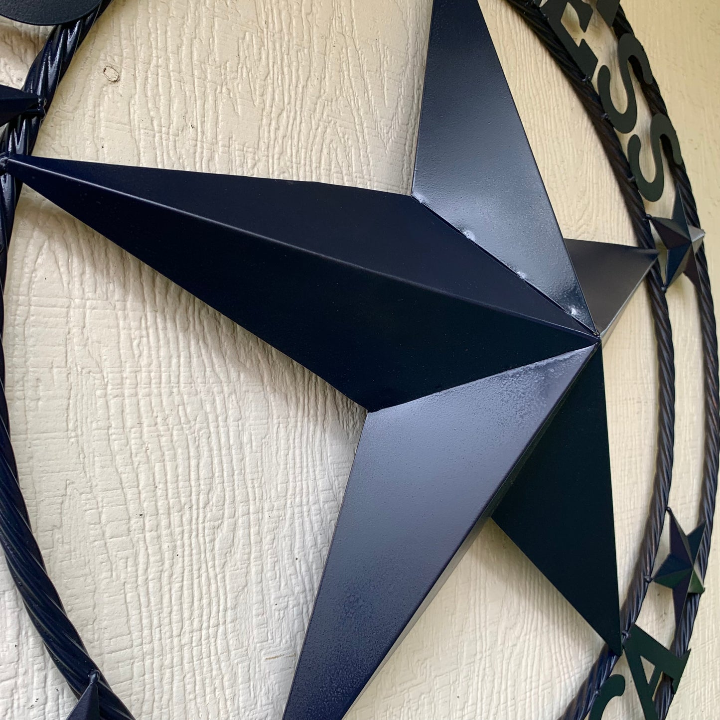 GOD BLESS AMERICA NAVY BLUE METAL BARN STAR RING ART WESTERN HOME DECOR NEW-#EH10131