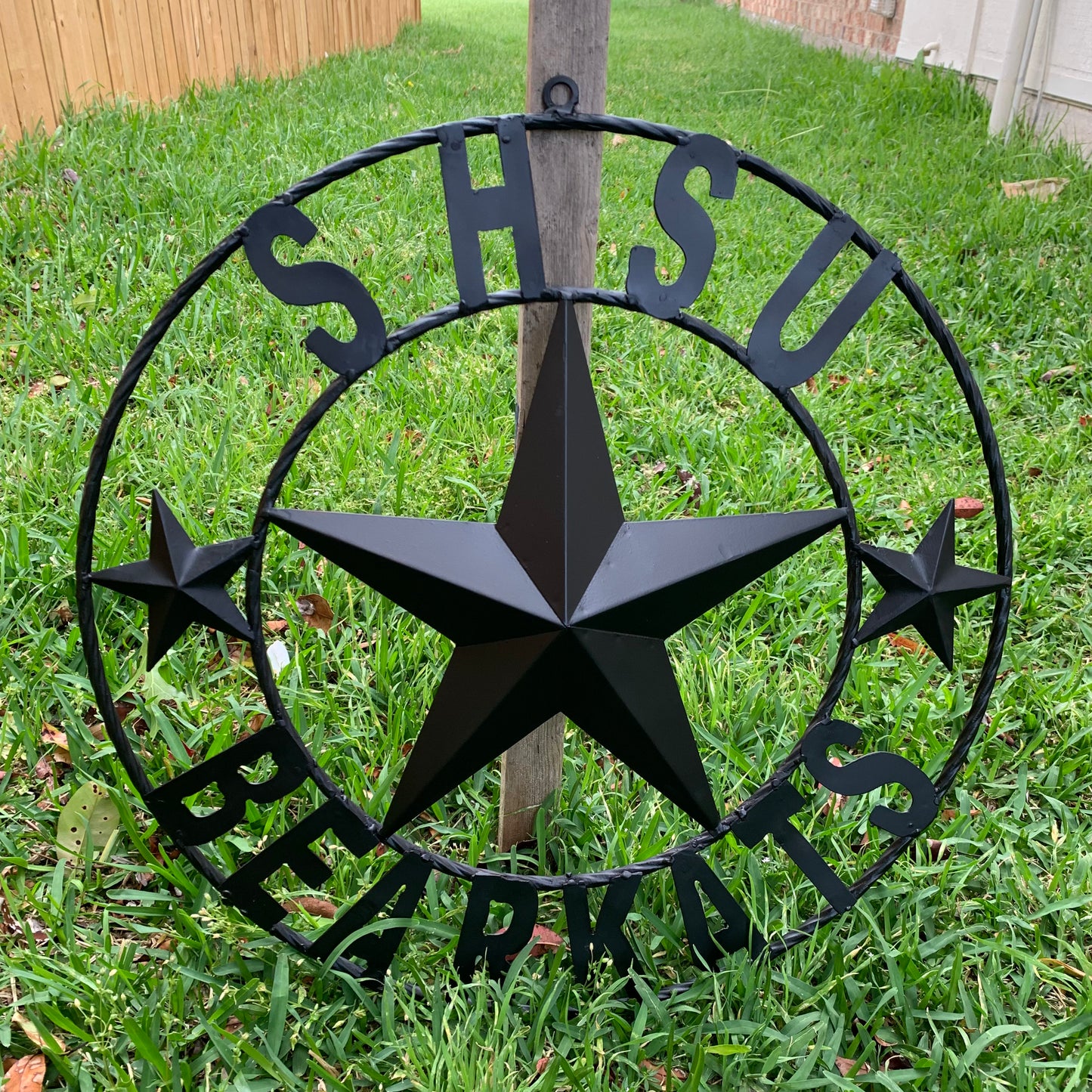 24",32" SHSU SAM HOUSTON BEARKATS RUSTIC BLACK METAL CUSTOM VINTAGE CRAFT RUSTIC BLACK TEAM STAR HANDMADE