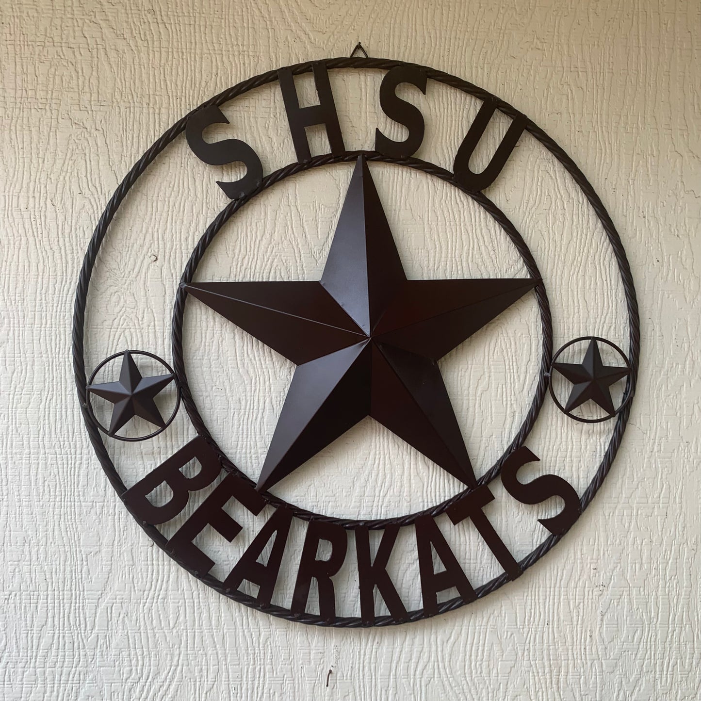 24",32" SHSU SAM HOUSTON BEARKATS RUSTIC BROWN METAL CUSTOM VINTAGE CRAFT RUSTIC BROWN TEAM STAR HANDMADE