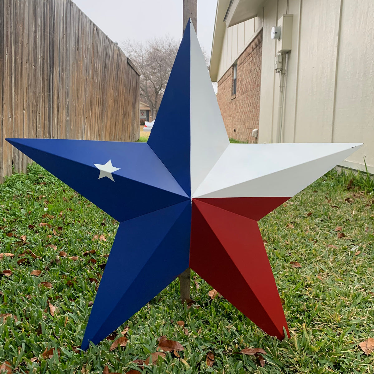TEXAS FLAG STAR RED WHITE BLUE METAL BARN STAR METAL WALL ART WESTERN HOME DECOR 16",24",36", #EH13399