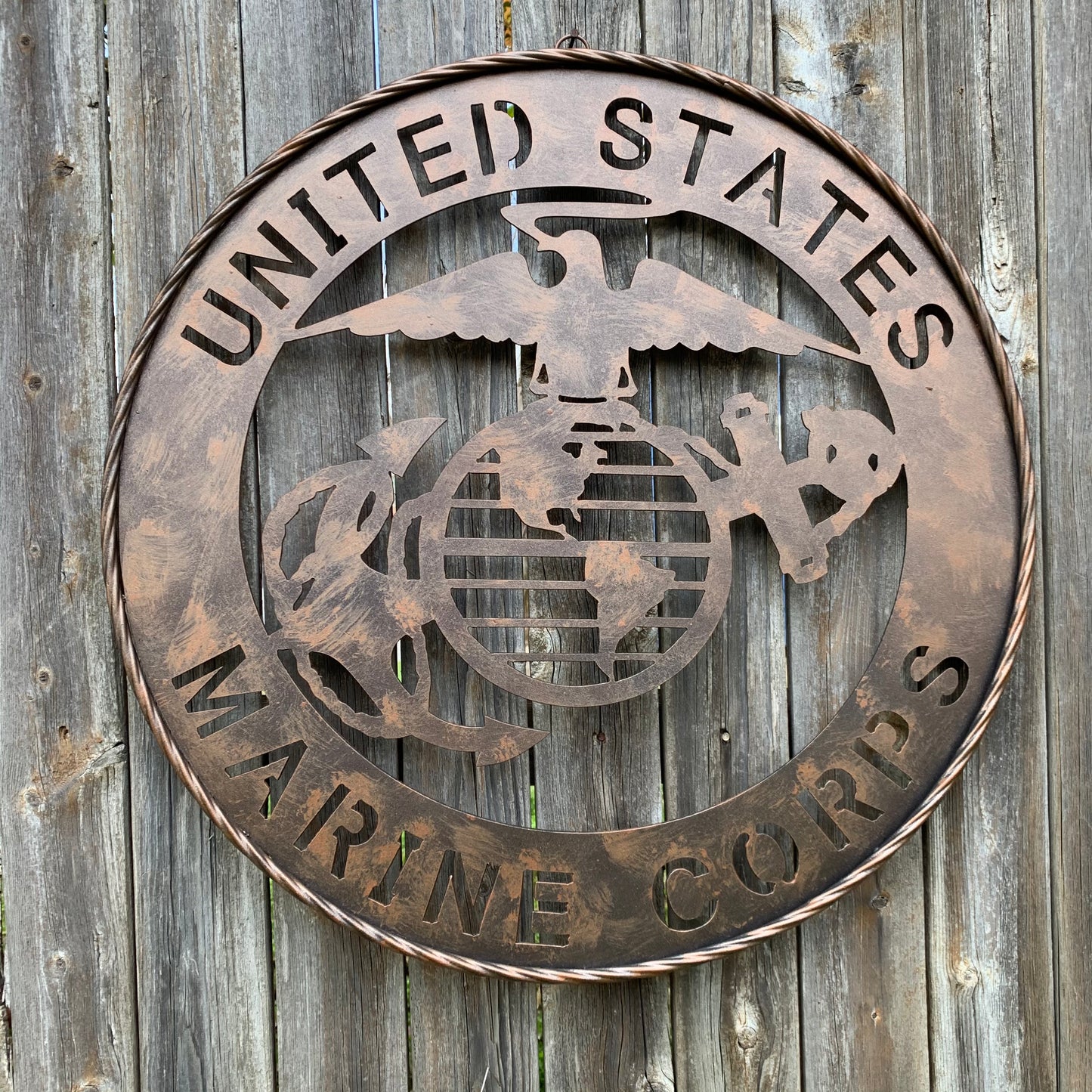 #EH10851 24" UNITED STATES MARINE CORPS MILITARY LASERCUT METAL WALL ART SIGN WESTERN HOME DECOR HANDMADE BRONZE