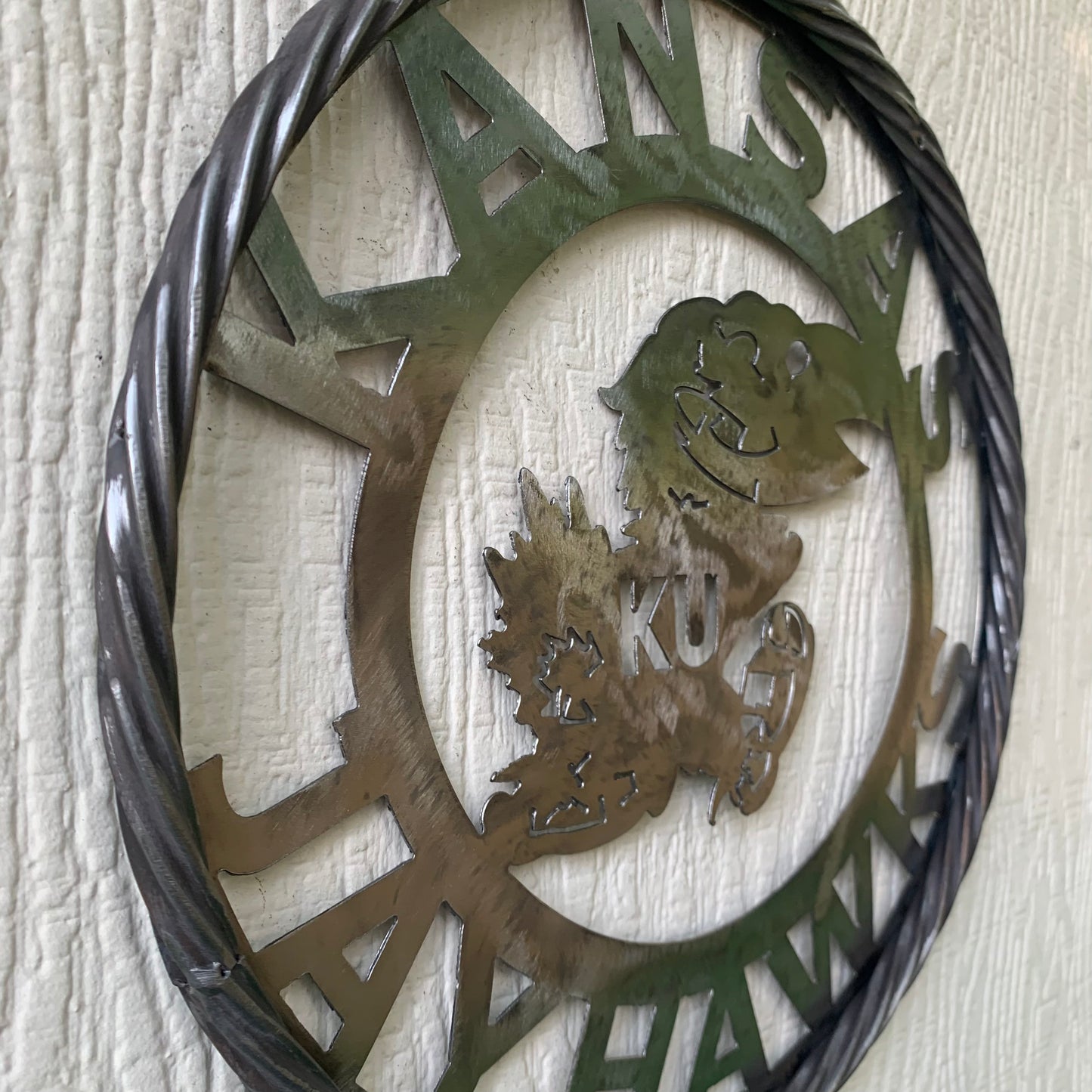 KANSAS JAYHAWKS RAW METAL CUSTOM VINTAGE CRAFT WALL ART TEAM SIGN HANDMADE